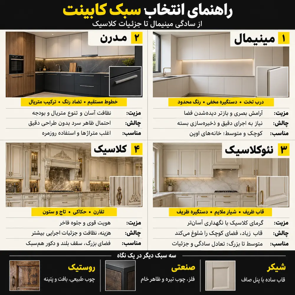 انواع سبک کابینت آشپزخانه