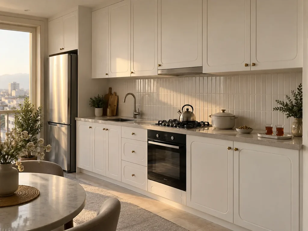 کابینت نئوکلاسیک با قاب مینیمال با گوشههای گرد بهجای تیز